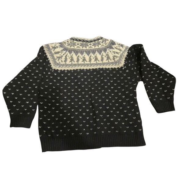 Eddie Bauer 1990s Vintage Wool Blend Sweater Mock Neck Fair Isle Festive Size M - Picture 2 of 6